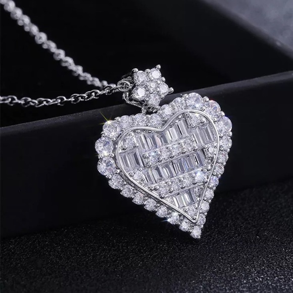 NEW 925 Sterling Silver Diamond Pendant Necklace - Picture 4 of 8